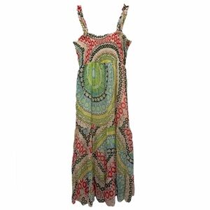 Vasna Desire Boho Y2K Smocked Maxi Dress Size Medium Resortwear Vacation